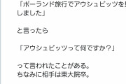 【悲報】婚活にて、女「旅行でアウシュビッツを見学した」東大院卒男「アウシュビッツって何？」