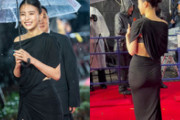 映画祭レッドカーペットで女優出口夏希のお尻の形クッキリ黒ドレスで登場