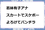 若林有子アナ　スカートでスケボーしてよろけてパンチラGIF