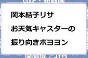 岡本結子リサ　お天気キャスターの振り向きポヨヨンおっぱいGIF