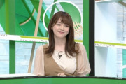 【画像】アナウンサーさん、とんでもないエッチな服装で生放送にでてしまう