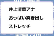 井上清華アナ　おっぱい突き出しストレッチGIF