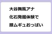 大谷舞風アナ　化石発掘体験で膝ムギュおっぱい！あさイチ
