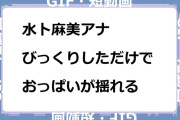 水卜麻美アナ　びっくりしただけでおっぱいが揺れるGIF