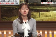 【画像】テレ朝の渡辺瑠海アナのお乳がパンパンでけしからん
