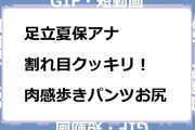 足立夏保アナ　割れ目クッキリ！肉感歩きパンツお尻GIF
