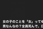 女の子さん「女の子を『女』って呼ぶ男は全員死んで。日本は男女平等が遅れすぎ」