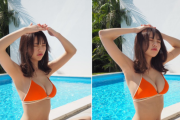 【画像】爆乳の菊地姫奈さん、史上初の表情に1万超いいねが寄せられるwwwwwwこれまで見たことない顔の水着グラビアオフショットが大反響！！！