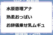 水原恵理アナ　熟柔おっぱいお辞儀乗せ乳ムギュGIF