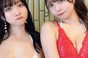 【画像】「←iカップの妹　miniカップの姉→」姉妹の水着2S写真に2万いいねwwwwwww現役アイドル新穂貴城＆新穂純麗のお胸格差が大反響！！！