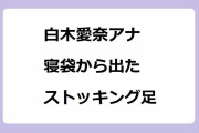 白木愛奈アナ｜寝袋から出たストッキング足！買いドキマーケット