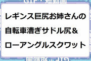 レギンス巨尻お姉さんの自転車漕ぎサドル尻＆ローアングルスクワット