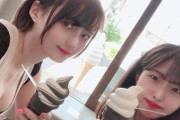 【画像】美少女「友達と美味しいそうなソフトクリーム食べに来た！w」（ﾊﾟｼｬｯ