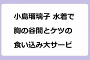 小島瑠璃子 水着で胸の谷間とケツの食い込み大サービス！沖縄の熱田ビーチでビキニ姿をパンダウンされる
