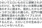 X女さん「複数のオスに囲まれて殴られ蹴られ、肛門や膣に鉄パイプや爆竹を詰められて内臓爆発させられた」